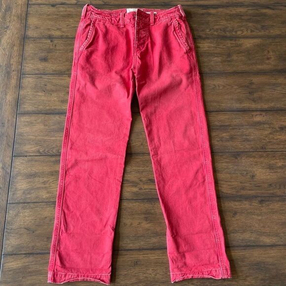 NWT Abercrombie and Fitch Mens Slim‎ Straight Chino Red Pants 28x30 - Picture 2 of 13